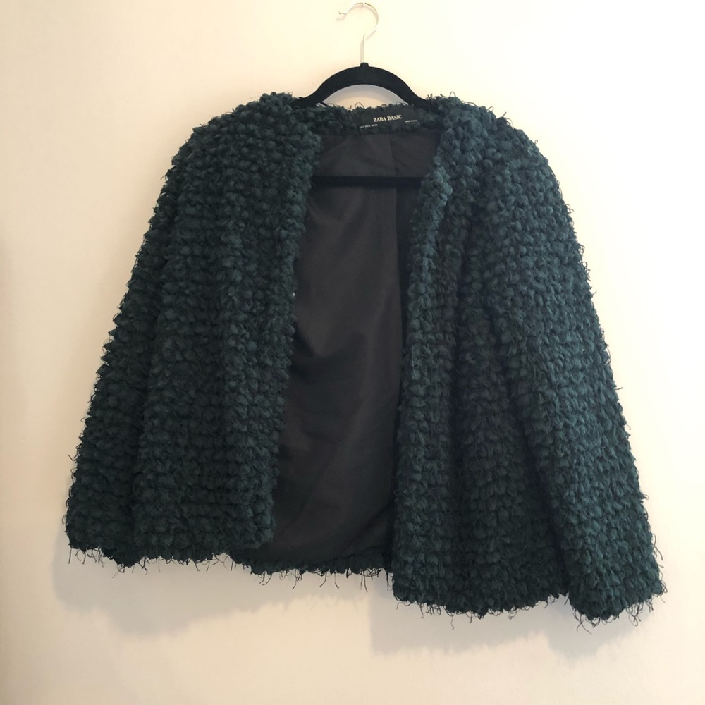 ZARA Dark Green Soft Jacket Size Small